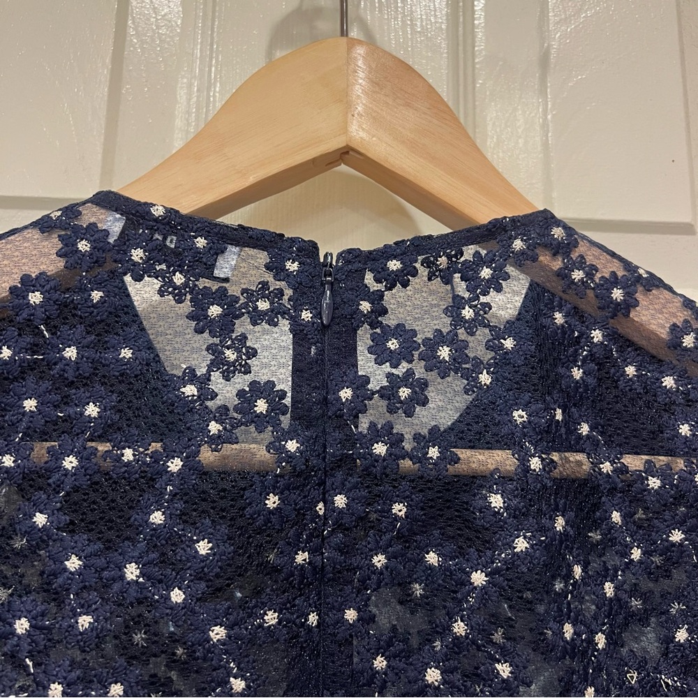 SANDRO Lucianita Dress Navy Lace Mini Dress with Beaded Collar 38 - Picture 12 of 15